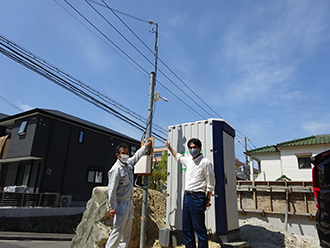 神戸市建築現場に現場カメラを取り付けました