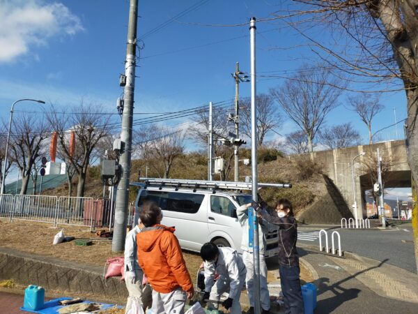 神戸市北区　ポール施工